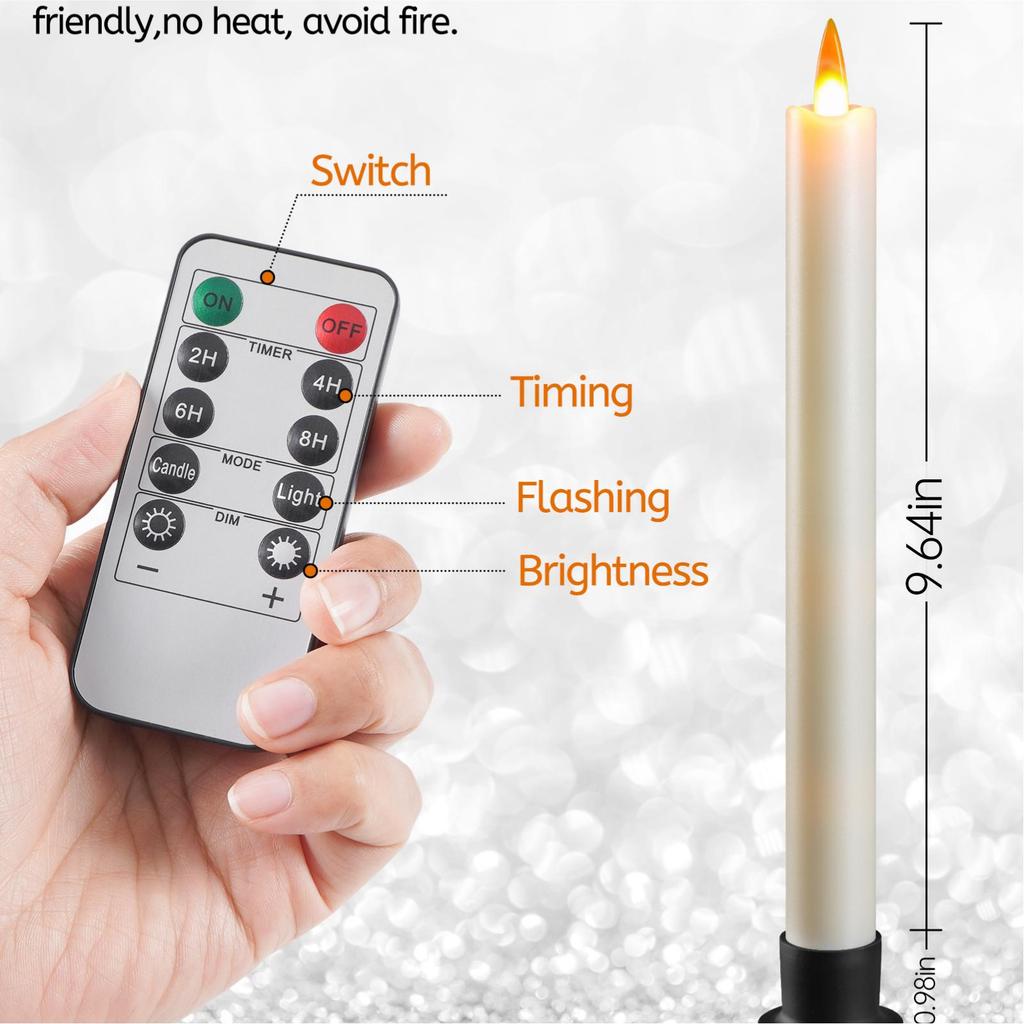 Plastic Electric LED Pillar Candle with Flickering Light and Remote Control for Easter and Halloween Decor