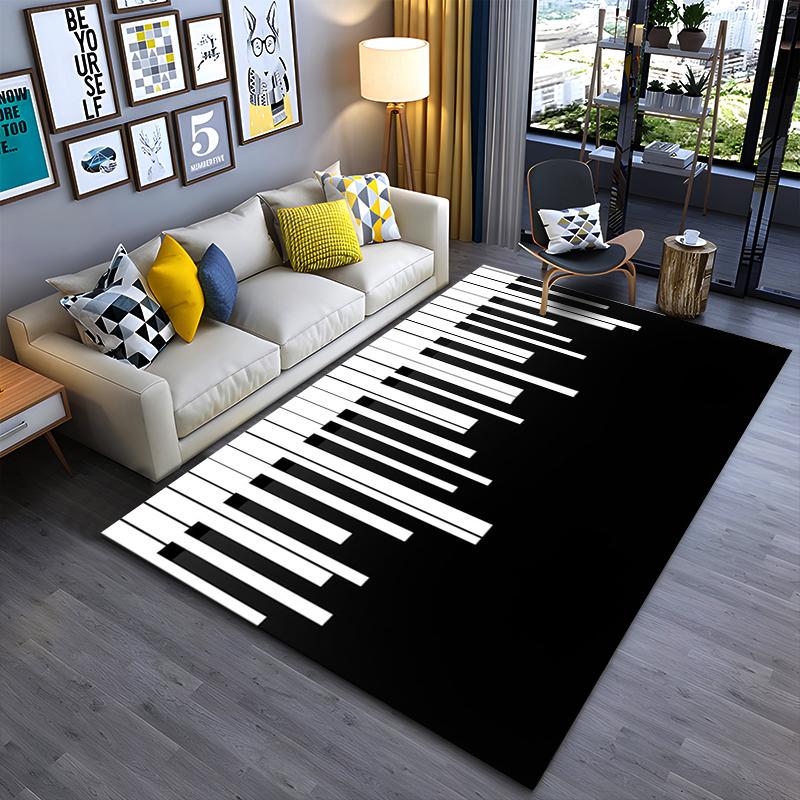 

Modern Piano Keyboard Pattern Rug, Black and White Home Decor Carpet Suitable for use as an anti-slip for living room bedroom sofas 40x60cm( 15x23in )