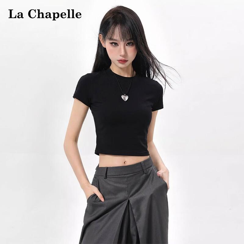 

La Chapelle Women s Cropped Slim-Fit Short Sleeve T-Shirt S