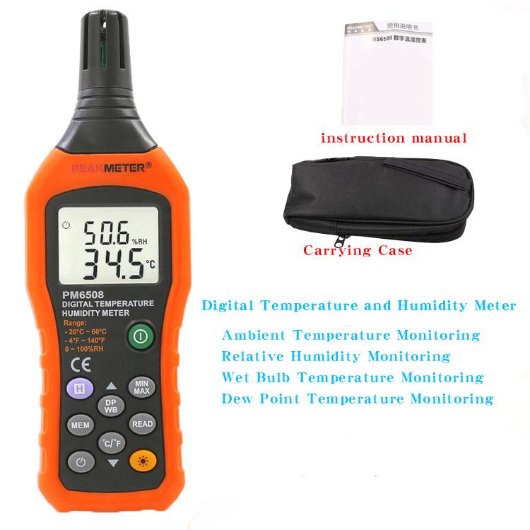PEAKMETER PM6508 Digital Thermometer Hygrometer High Precision Professional Grade LCD Display Temperature and Humidity Meter
