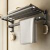 50CM Matte Black Folding Holder With Hook Towel Holder Wall Mount AluminumTowel Rack Bathroom Shower Rack Bathroom Accessories