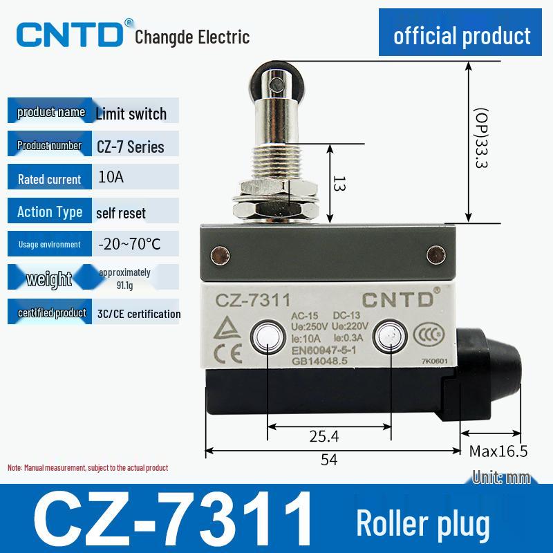 CNTD CZ Limit TZ Micro Switches: Models CZ-7310, 7311, 7121, 7120, 7141, 7144.