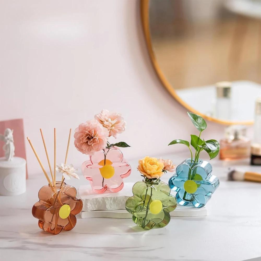 Creative Minimalist Colorful Flower Vases Hydroponic Glass Vases Flower Arrangements Dining Table Room Office Decorations