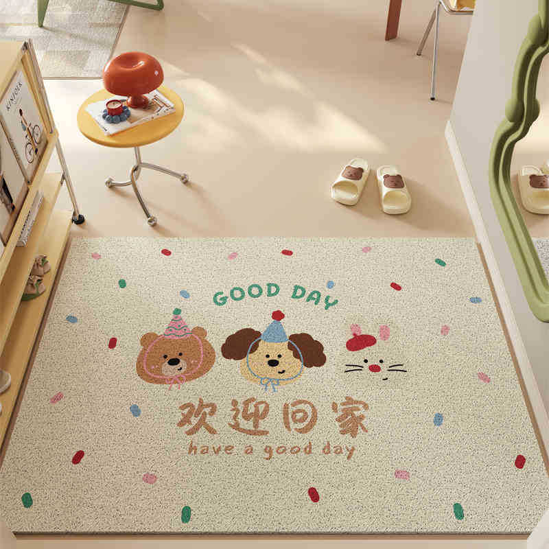 Cartoon Graffiti Home Floor Mat Household Scraping Mud Rubbing Soil Dirt-Resistant Foot Mat Entrance Easy To Take Care Of Silk Ring Floor Mat