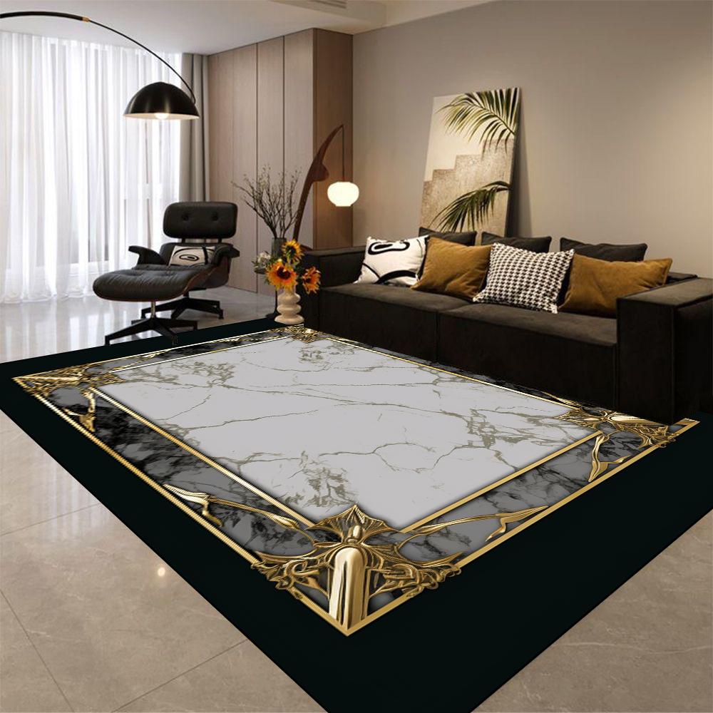 

Роскошный ковер в европейском стиле, черно-золотой, для декора гостиной, коврик большой площади для дома, прикроватные коврики для спальни, нескользящие ковры 60*90cm