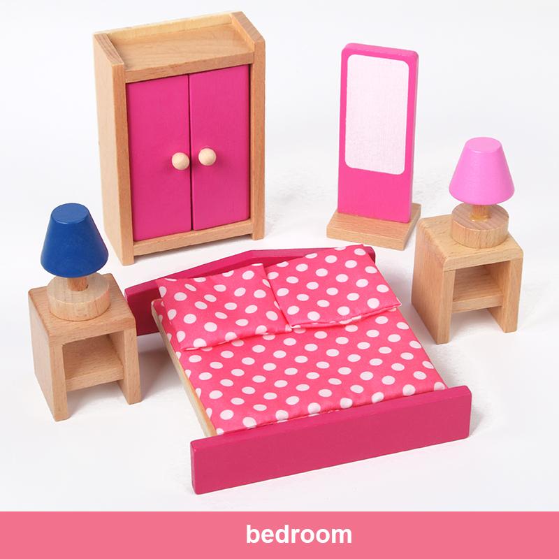 Wooden Mini Furniture Sets Kids Children House Play Toy - Bedroom, Living Room, Kitchen, Bathroom Accessories Boys Girl Gifts