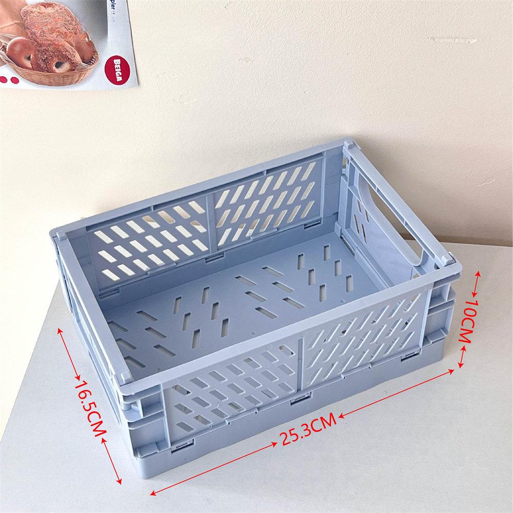 Cute Ins Folding Plastic Storage Rack Organizer Box Student Portable Desktop Food Toy HandAccount Tape Stationery Storage Basket