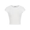 Front Shoulder Crew Neck Spice Girl Open Button Short Sleeve T-shirt, Summer New Short Top Women