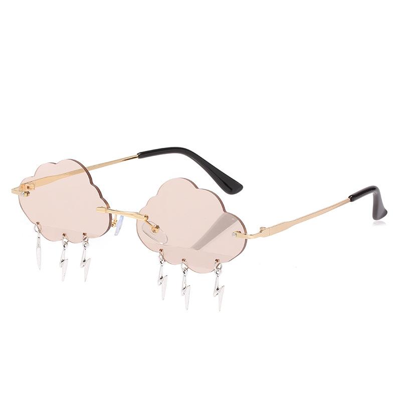 Cloud sunglasses two-color fashion cloud lightning shape irregular glasses frameless decorative party sunglasses