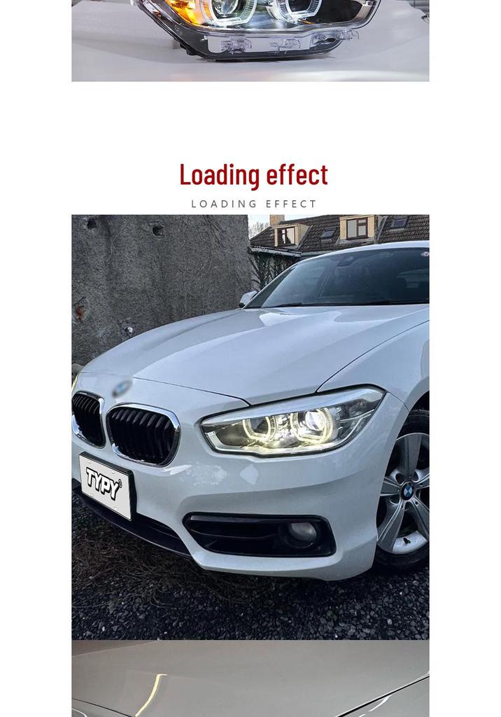 15-18 BMW 1 Series F20 Hatchback LED Headlights with Daytime Running Lights and Turn Signals.