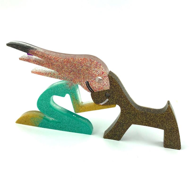 Dog Keychain Mold Silicone Keychain Mold Pendant Clay Mold with Hole for DIY Keychain Home Car Handbag Backpack Decor