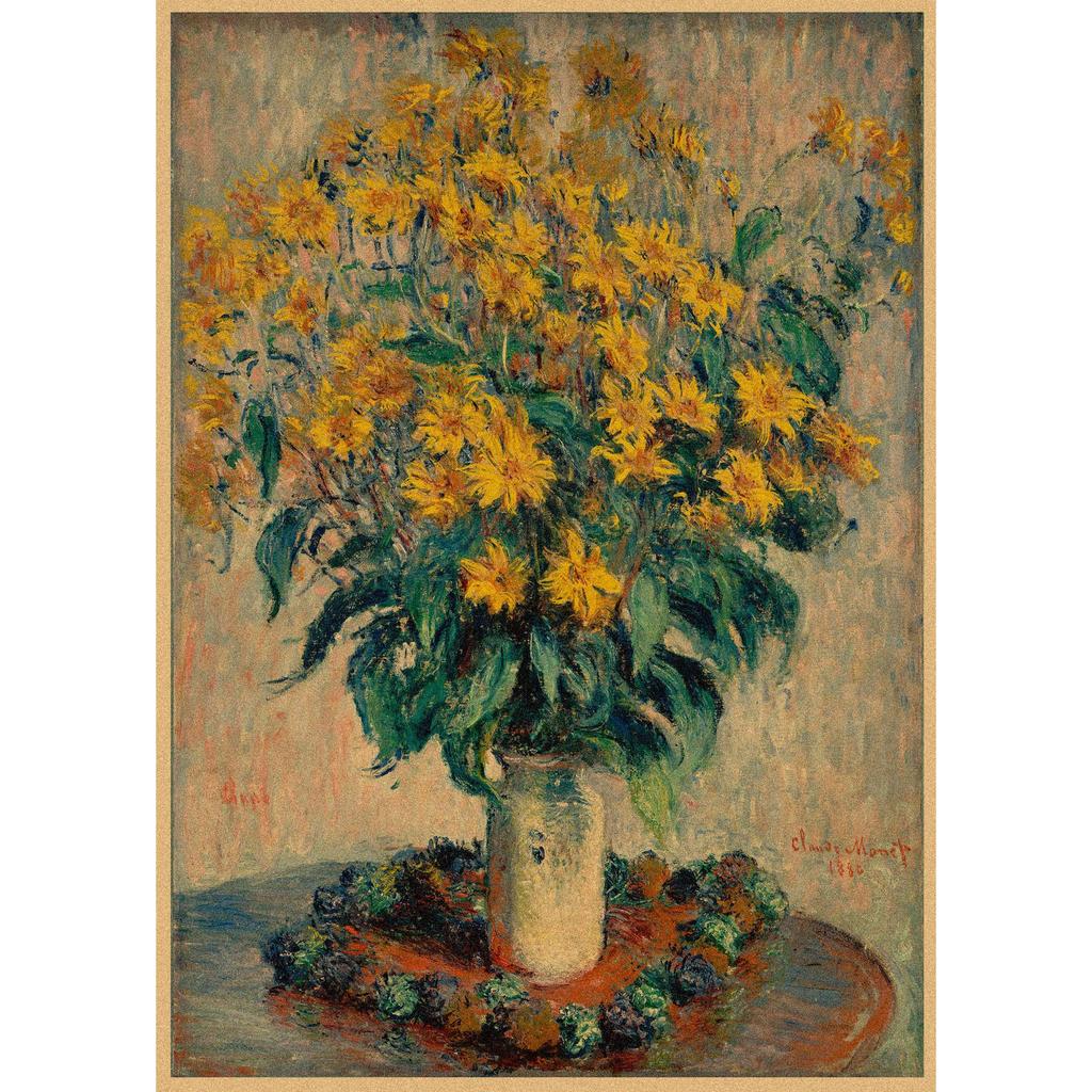 Monet Oil Painting Retro Kraft Paper Poster for Restaurant, Bar, Cafe Wall Decor