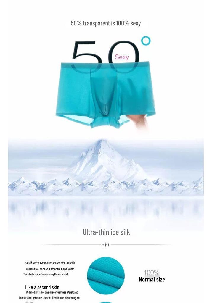 Men's Plus Size Summer Ice Silk Moisture-Wicking Seamless Quick-Dry Boxer Briefs