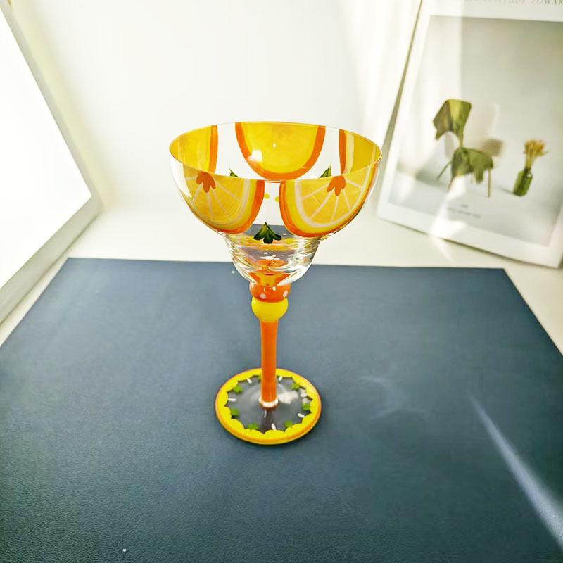 BRPainted Cocktail Crystal Glass Handmade Cocktail Cup Bar Retrostyle Margarita Cocktail Crystal Glass Home Tequila Highfoot GlassEY