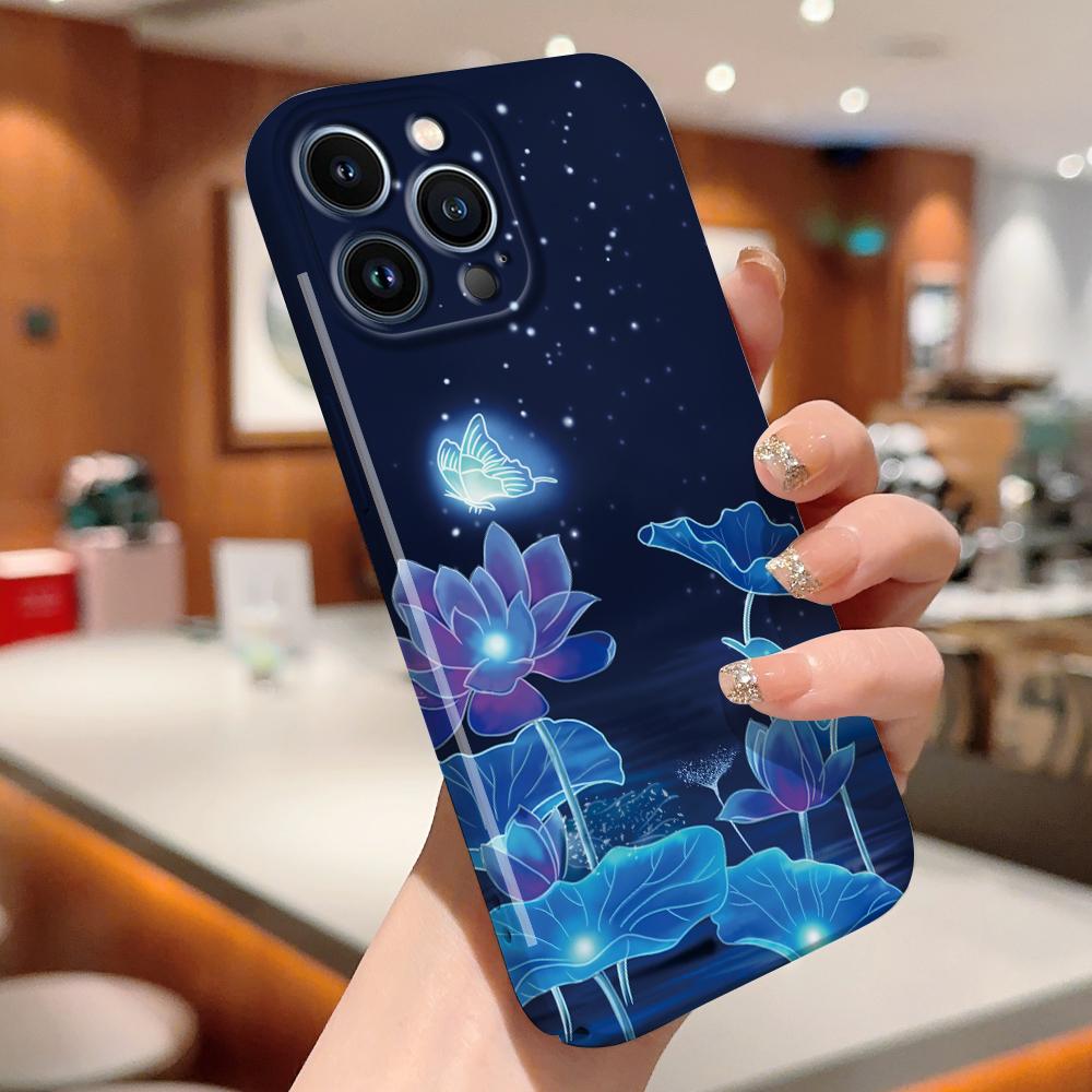 For iPhone 16 15 14 Samsung S23 A52 A33 A73 A53 Huawei Xiaomi Redmi OPPO Vivo Gradient Butterfly Floral Flower Full Lens Protect Hard Phone Case