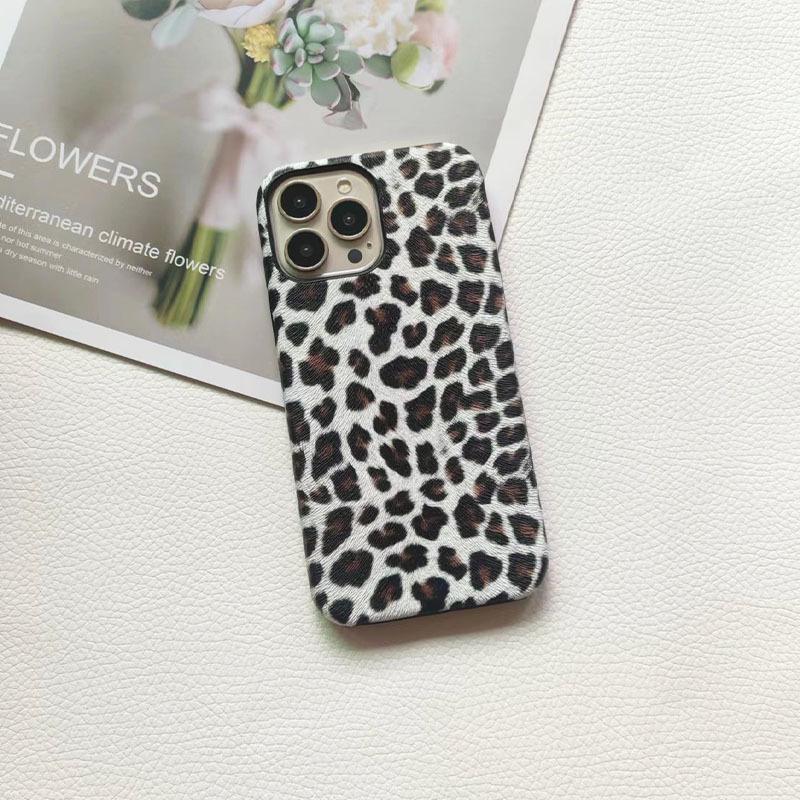 For Apple iPhone 7 To iPhone 16E 16 Pro Max Lady Leopard Print Fashion Half Pack PU Leather Phone Case Cover