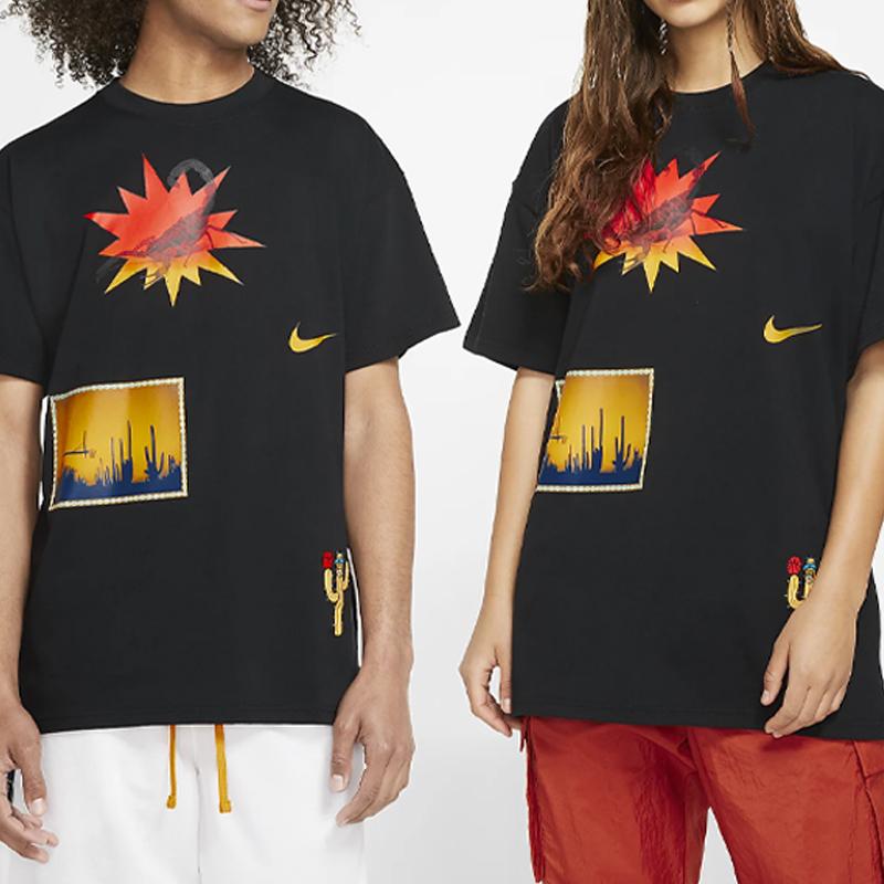 Nike Exploration Basketball Print Short Sleeve T-Shirt Men Tops Black CD1309-010