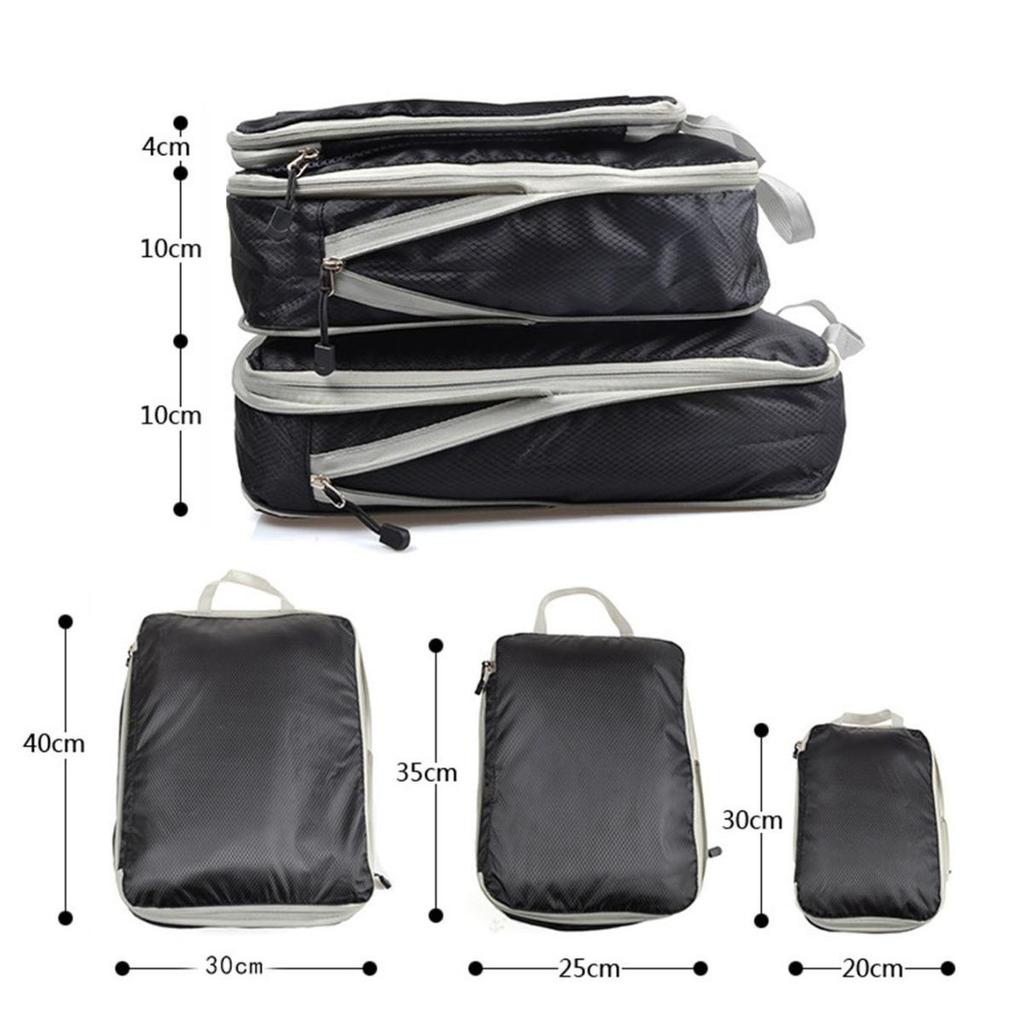 Three-Piece Travel Compression Bag Set: Digital Wash Kit, Makeup Organizer, Clothes & Shoes Storage