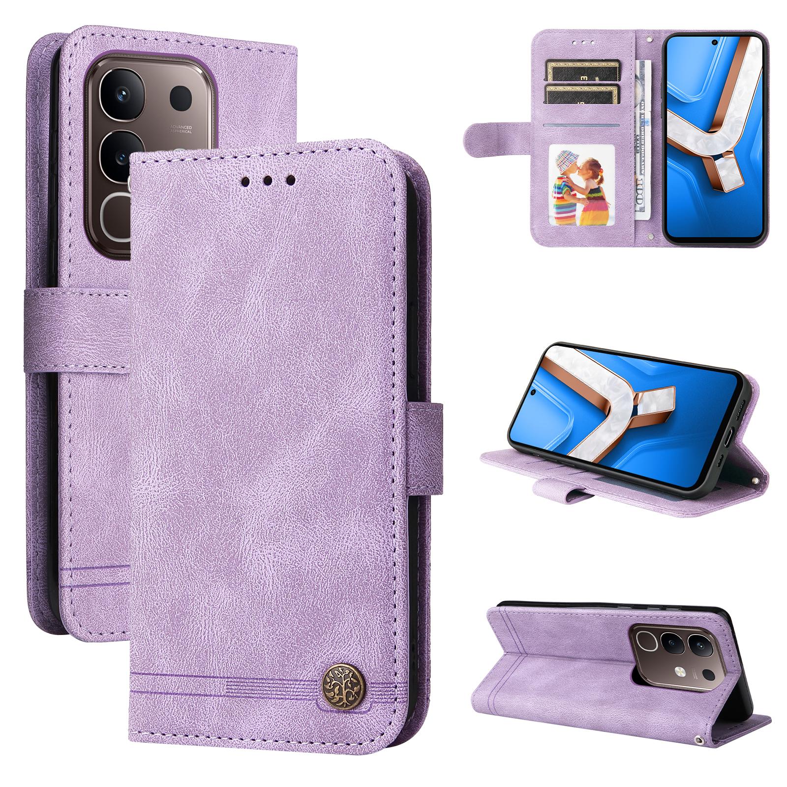 

For vivo Y29 4G Leather Wallet Cases Skin Touch Phone Cover Stand with Strap Blue