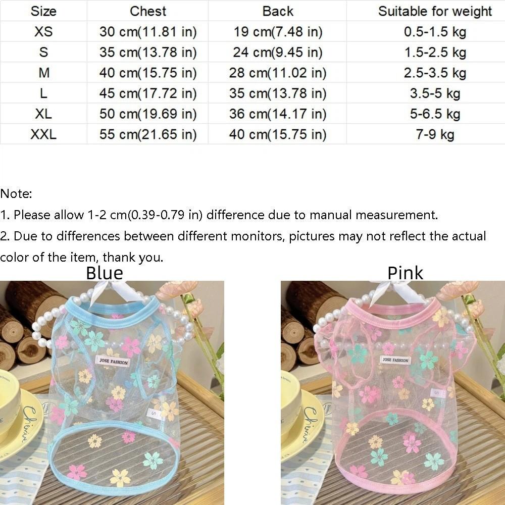 Thin Breathable Cooling Dog Vest Floral Print Sunproof Cat Summer Clothes Flying Sleeves Lightweight Cat Mesh T Shirt Summer