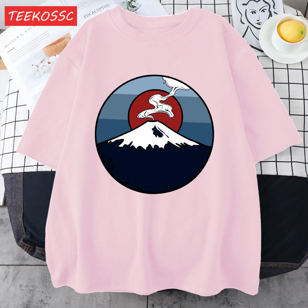Fuji Volcano Japan Mount Fuji Men Retro T Shirt Casual Loose TShirt Trendy Cotton Clothing Summer Unisex Crewneck Short Sleeve
