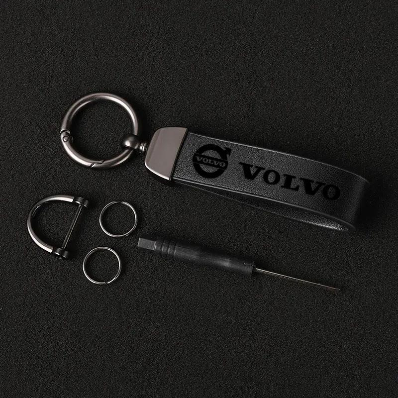 Luxury Leather Keychain Ring Emblem Key Chain Accessories for Volvo XC90 V90 V60 XC60 V40 S80 S60 S90 C40 XC40 V70 XC70 C30 FE3