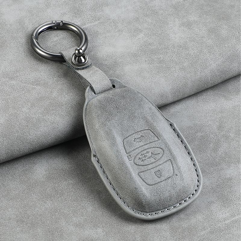 Leather Car Remote Key Case Cover for Subaru BRZ Forester Legacy Outback WRX STI Impreza XV Crosstrek Protector Fob Keychain