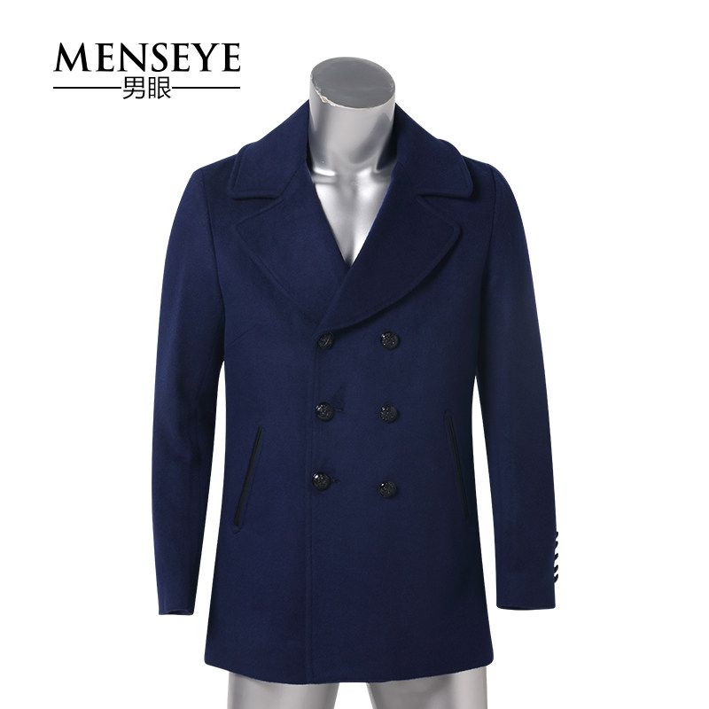 Menseye Menseye Winter New Blue Color Wool Business Casual Coat Fashion Elegance Outwear