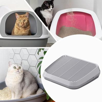 Litter Box Steps Ramp for Indoor Cat Double Layer Elevated Tray with Filter Function Non-Slip Trapper Easy Cleaning Supplies