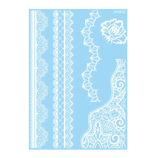 Baizihuahu White Lace Tattoo Sticker for Women, Temporary Face Body Arm, Waterproof Fake Decal Wedding Party Festival