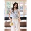 French Retro Embroidered Tencel Blouse