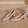 522 stylish simple and comfortable thick heel 2026 versatile medium heel short heel commuter shoes small square head thick heel shoes women