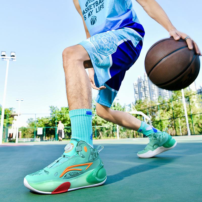 New Basketball Shoes Male Junior High School Students Rotating Buckle Running Shoes Breathable Training Non-slip Sports Shoes