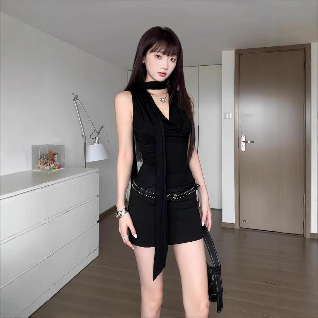 Scharfes Mädchen Schulterfreies Schwarzes Bodycon-Kleid - Frühling/Sommer Sexy Langärmeliges Mini-Kleid