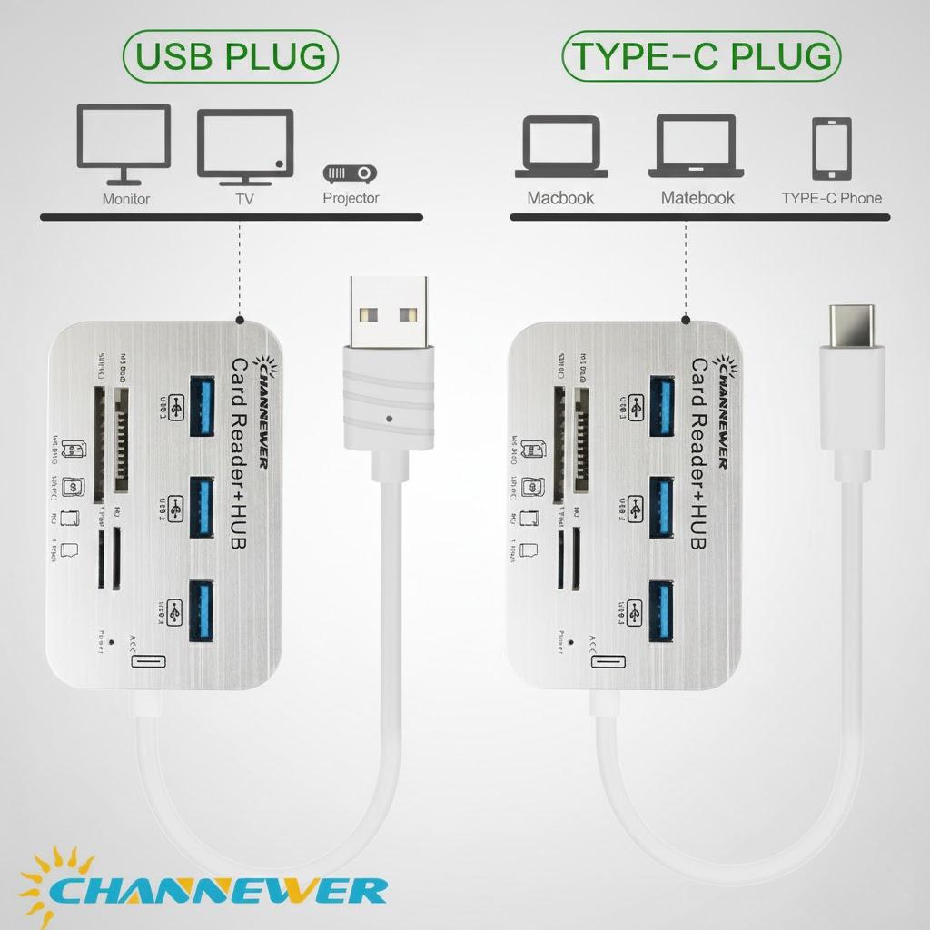 7-в-1 USB 3.0 Картридер Высокоскоростной Внешний Картридер для Карт SD SDHC SDXC Micro SD TF M2 MS