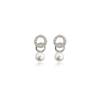 Temperament Double Rings Connected Pearl Earrings for Women with Niche Design and High-end