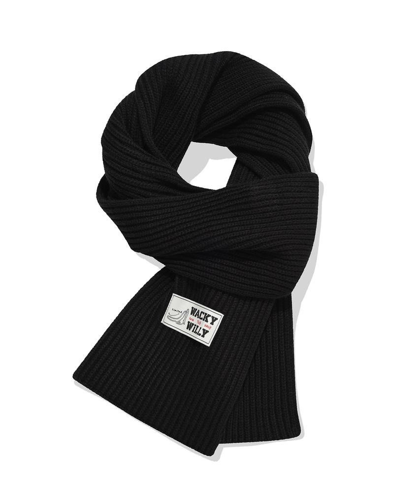 WACKY WILLY Basic Knit Scarf Black