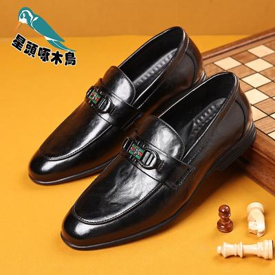 Popularne skórzane męskie buty casualowe nowe biznesowe skórzane buty męskie skórzane buty bez sznurowadeł
