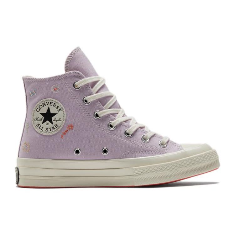 Converse Chuck 70 High Embroidered Floral Print - Pale Amethyst Women Sneakers Purple Multi Egret A01584C