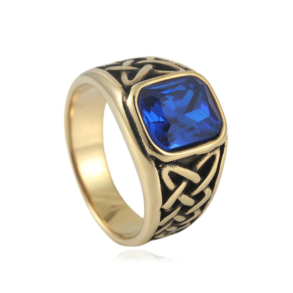 

Punk Vintage Square Red Stone Signet Rings For Men Women Stainless Steel Nordic Vikings Knot Rune Ring Fashion Jewelry 13