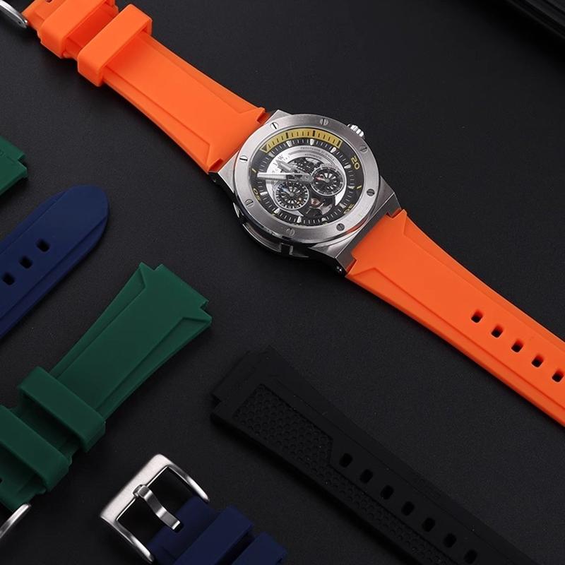 Vysoce kvalitní gumový řemínek pro Oris Aquis 7730 7740 Potápěcí řada Sport Vodotěsný Silikonový Konvexní 24x11mm 24x12mm Pánský řemínek na hodinky