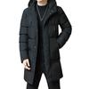 Men's Solid Color Hooded Cotton Jacket – Mid-Length, All-Match Winter Coat