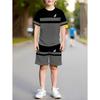 Boys Clothes Simple Striped 3D Printed Short Sleeve T-Shirt Sets Loose Casual Summer Outdoor Quick Drying Children's Clothing