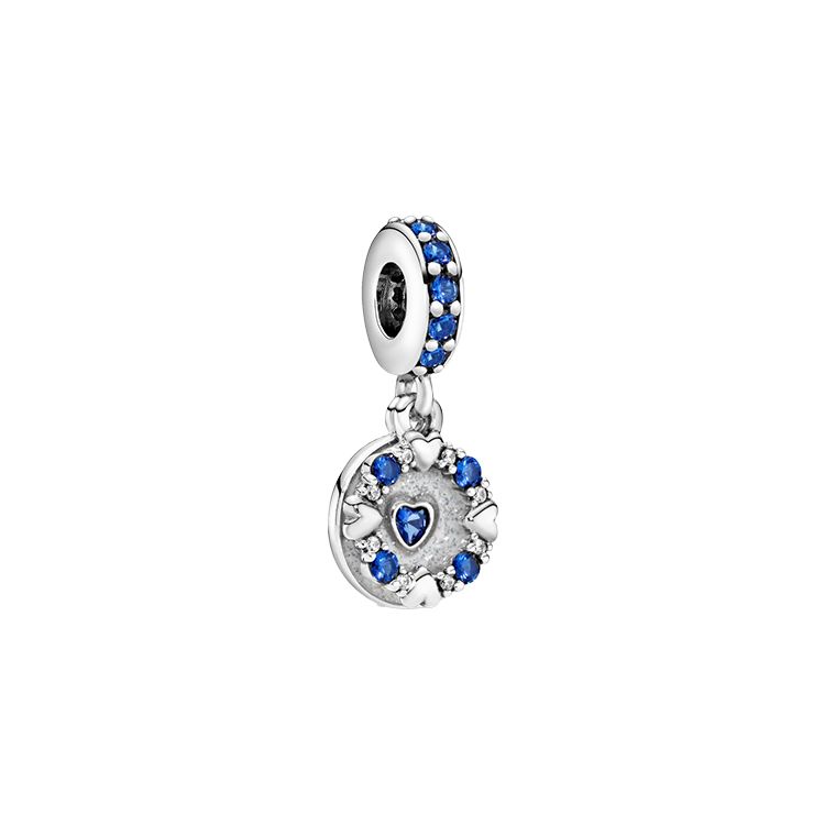 Pandora Moments Blue Heart Charm (Chain Not Included) Unisex Charm 798472C01 Blue