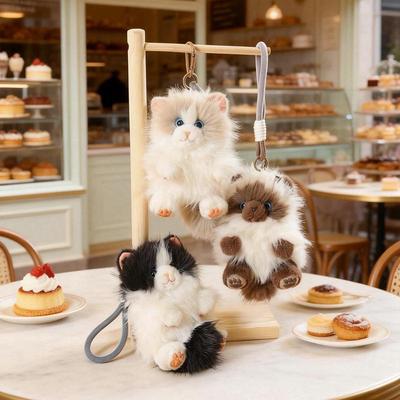 Peluche Chat Miaulant: Porte-clés & Pendentif de Sac Figurine Chat Dessin Animé Mignon
