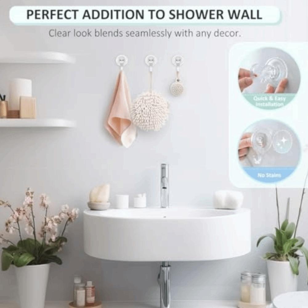 2PCS Transparent Shower Suction Hooks Removable Towel Hook Durable Kitchen Hook  Glass Surface