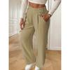 New Vertical Floor Length Casual Pants, High Waisted Pants, Loose and Elegant Straight Leg Women's Niche Design, Solid Color Pants