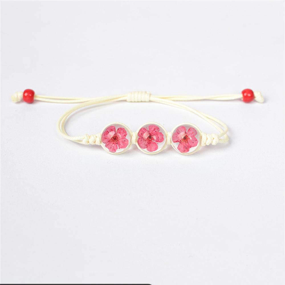 b22 Multicolored Creativity Glass Dried Exquisite Cherry Blossoms Hand-made Dried Flower Bracelets Multiple Flower Weave Jewelry