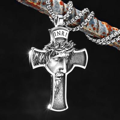 INRI Jesus Kreuz Religon Amulett Edelstahl Männer Frauen Halsketten Anhänger Kette Punk Trendy Schmuck Kreativität Geschenk Großhandel