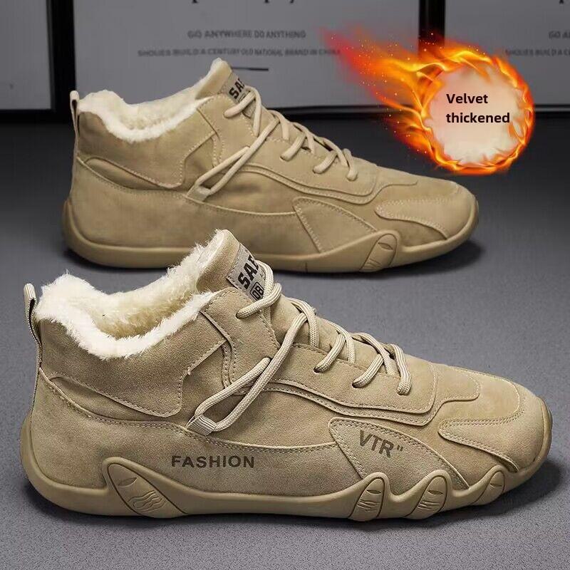 2023 Men's Trendy Winter Plus Velvet Non-Slip Work Shoes - Warm, Thick Cotton for All-Match Construction and Labor Protection